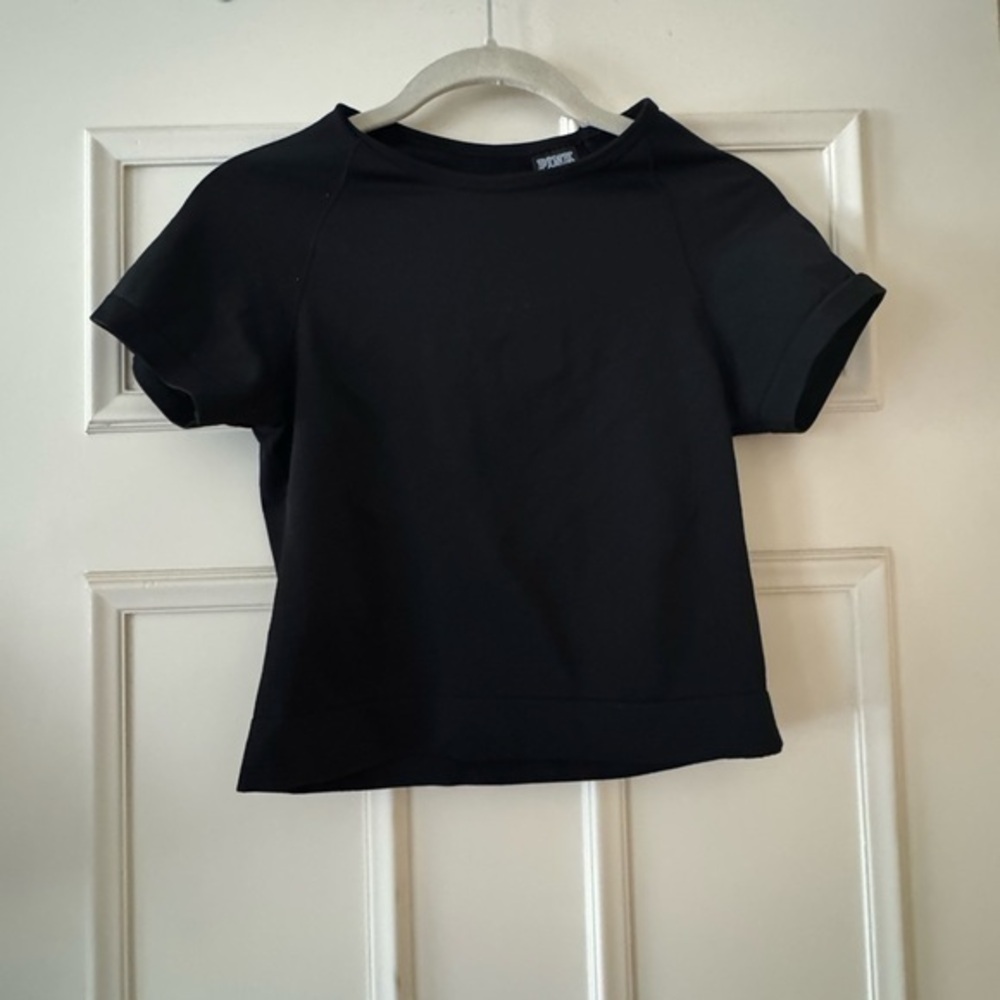 PINK Victoria's Secret Black Activewear Seamless Tee - Picture 1 of 6